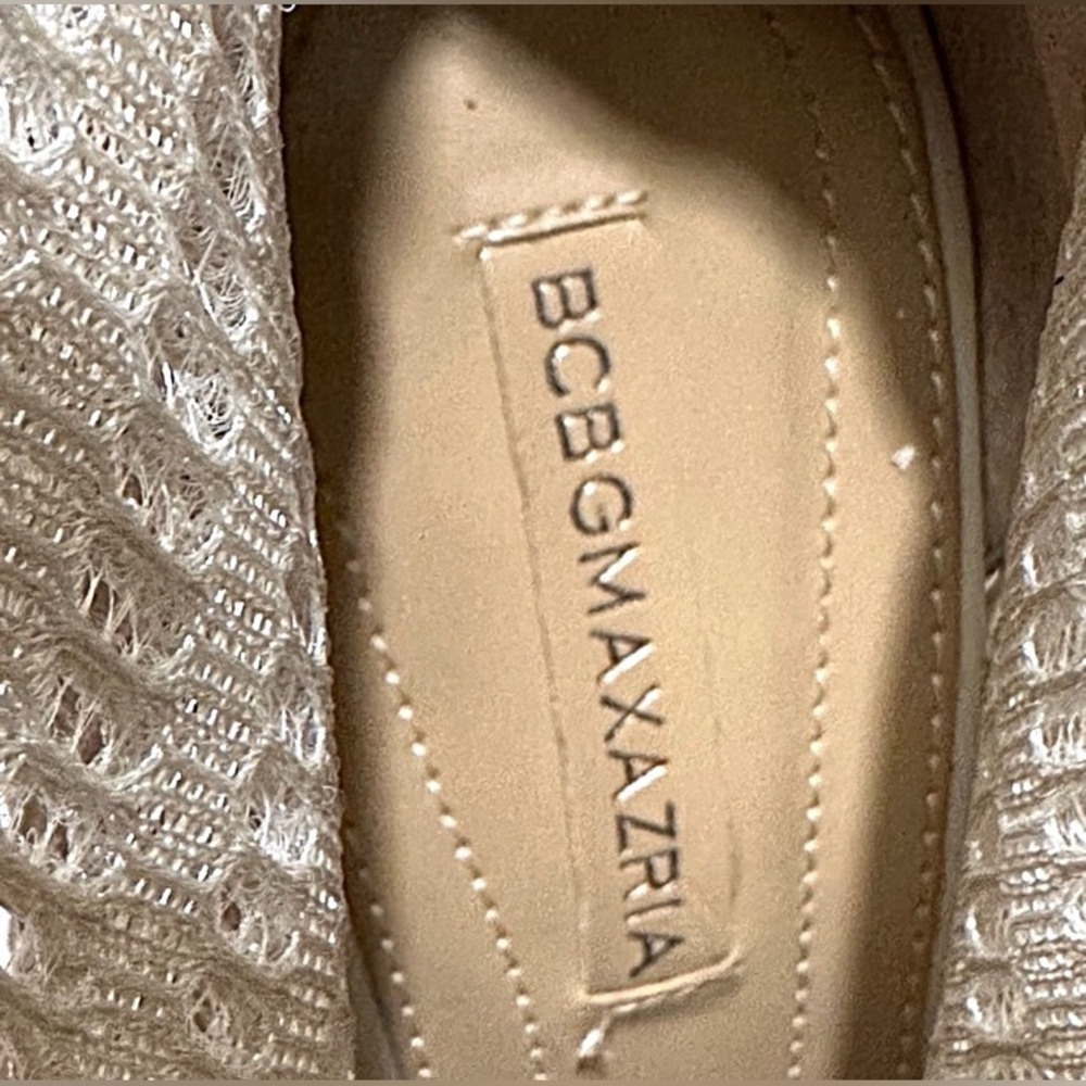BCBGMaxAzria Beige Mesh Ankle Bootie Heels - Picture 7 of 13